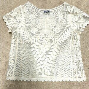 Lace Floral White Top